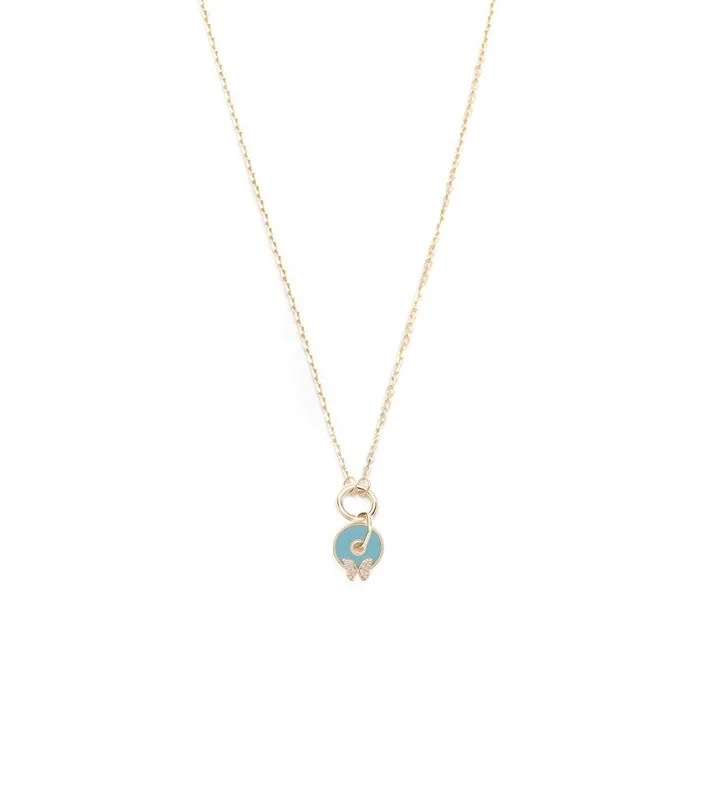 handcrafted gold stud earrings Butterfly – Reverie : Symbol Disk Drop Necklace 