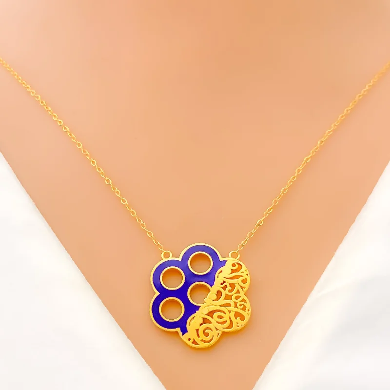 minimalist birthstone bangle Asymmetrical Curved 21k Gold Flower Necklace