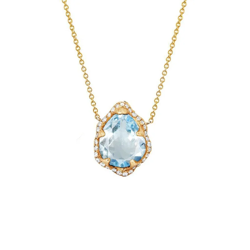 moonstone engagement ring boho Baby Queen Water Drop Aquamarine Necklace with Full Pavé Diamond Halo
