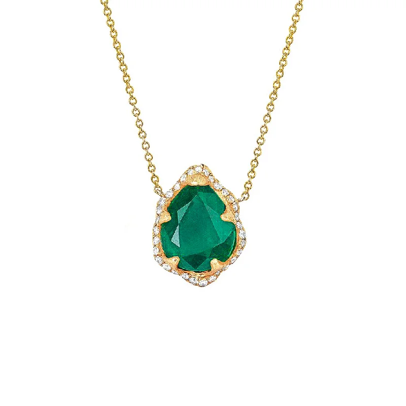 braided gold chain bracelet Baby Queen Water Drop Emerald Necklace with Full Pavé Diamond Halo