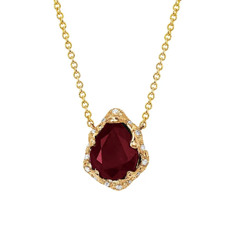 vintage-style filigree bracelet Baby Queen Water Drop Ruby Necklace with Sprinkled Diamonds