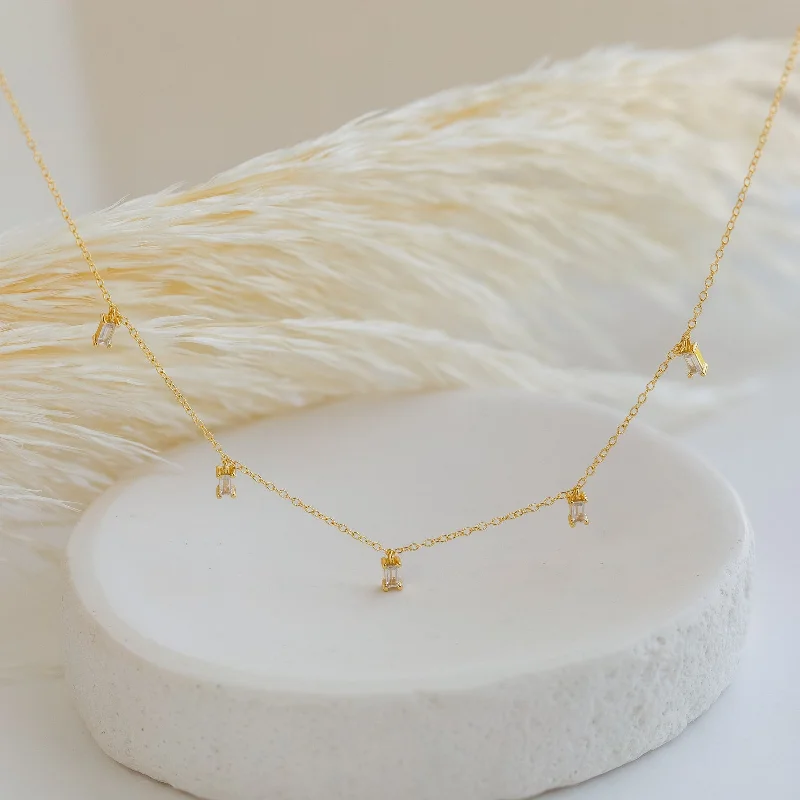 adjustable minimalist wave bracelet Baguette Station Necklace