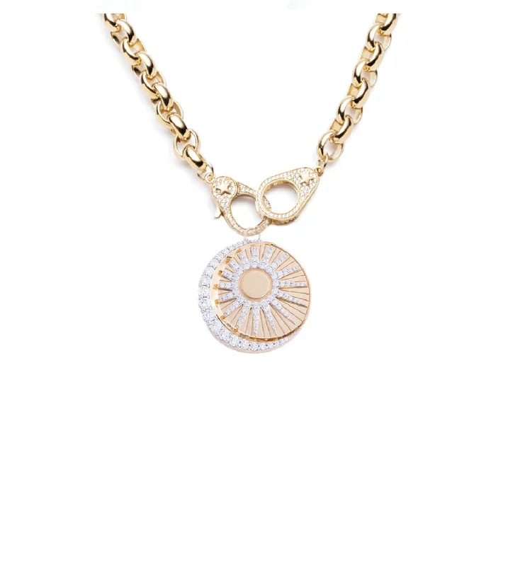 personalized couple’s bracelet engraved Balance : Oversized Belcher Pave Sister Hook