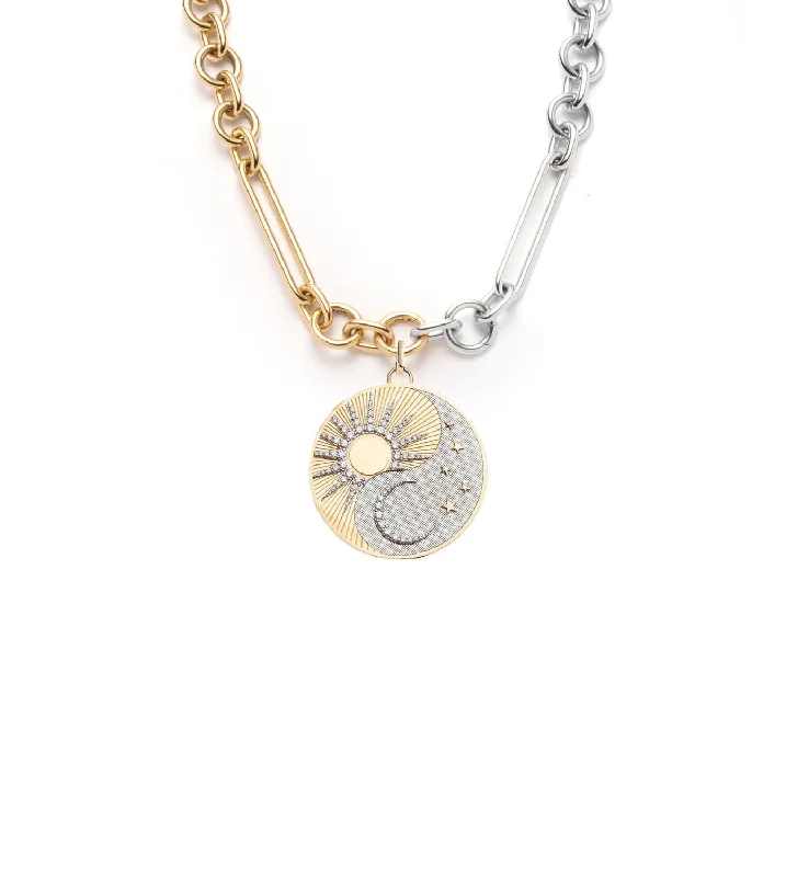 unique zodiac constellation necklace Balance : Oversized Mixed Clip Chain Necklace Mixed Gold