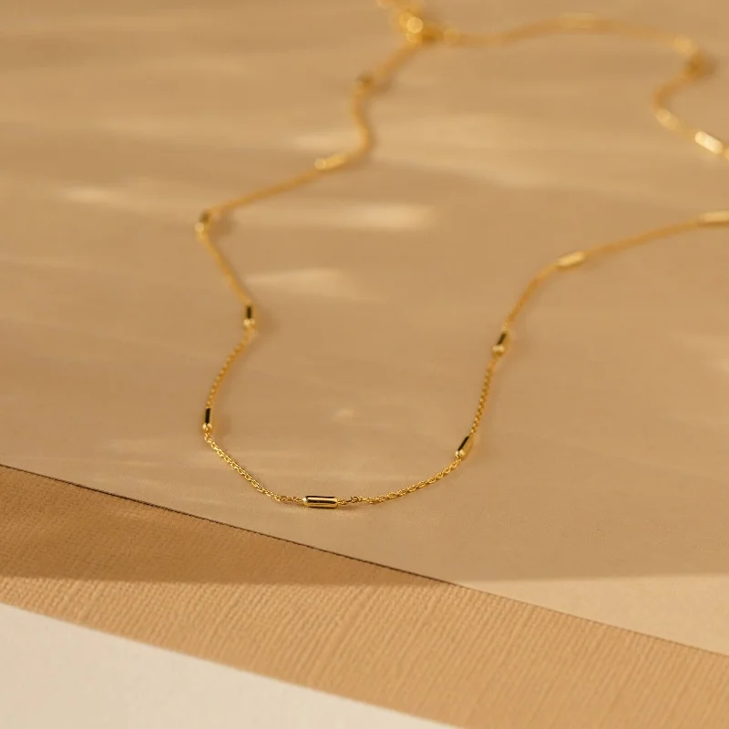 hammered gold disc necklace Bar Station Necklace