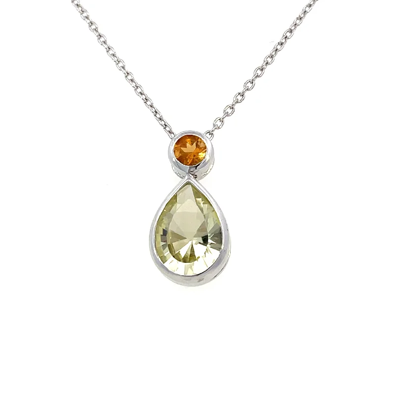 celestial moonstone ring gold Sterling Silver Pear-Shaped Lemon Quartz and Round Citrine Pendant | Fernbaugh's Jewelers