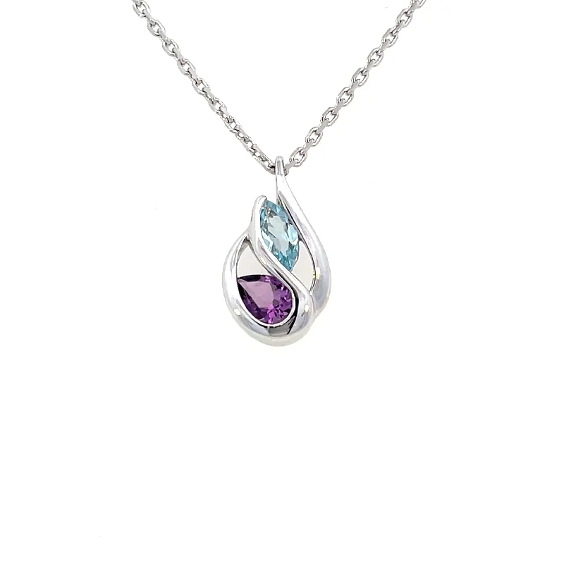 zodiac constellation bracelet silver Sterling Silver Marquise Blue Topaz and Pear Amethyst Pendant | Fernbaugh's Jewelers