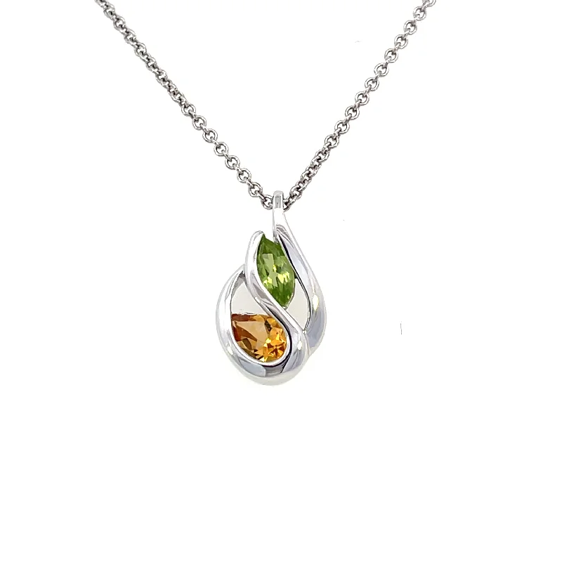 handcrafted silver cross pendant Sterling Silver Marquise Peridot and Pear Citrine Pendant | Fernbaugh's Jewelers