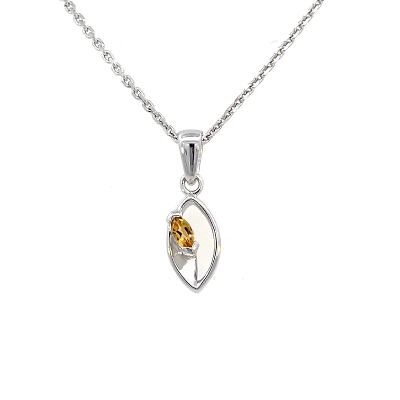 hexagon-shaped engagement ring unique Sterling Silver Marquise Citrine Pendant | Fernbaugh's Jewelers