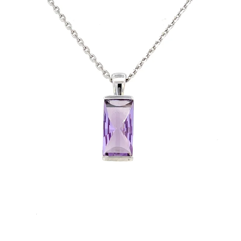 white gold infinity ring Sterling Silver Rectangle Amethyst Pendant | Fernbaugh's Jewelers