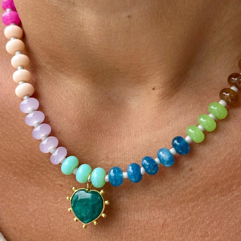 vintage turquoise pendant necklace ALL MINE BEADED HEART CHARM NECKLACE