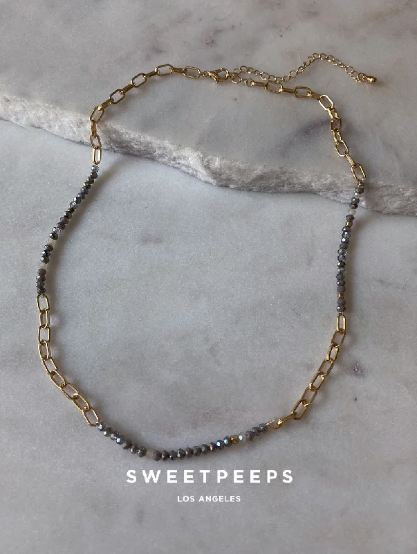 waterproof beach anklet stainless steel Beaded & Rolo Link Energy Choker