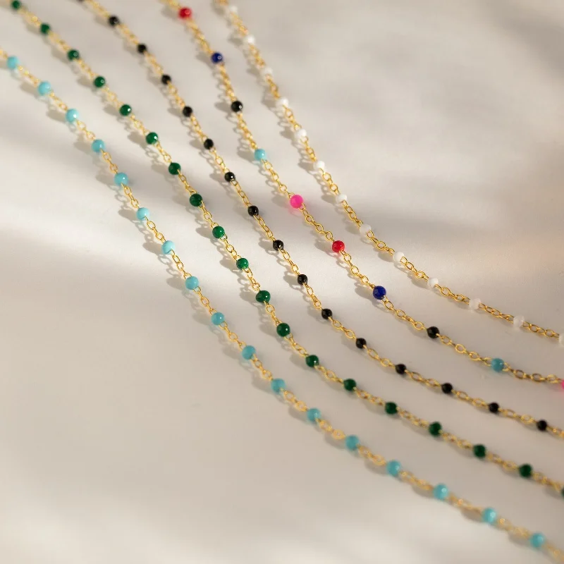 modern geometric silver ring Beaded Station Necklaces