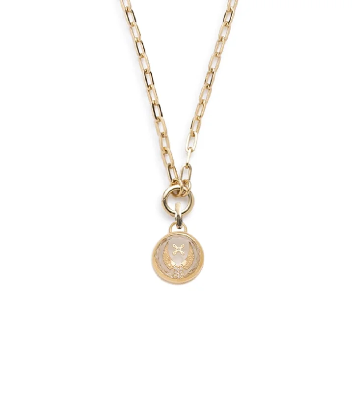 hammered silver pendant necklace Beloved, With Wings We Fly - Love & Vivacity : Sealed Gemstone Refined Clip Open Chain Necklace