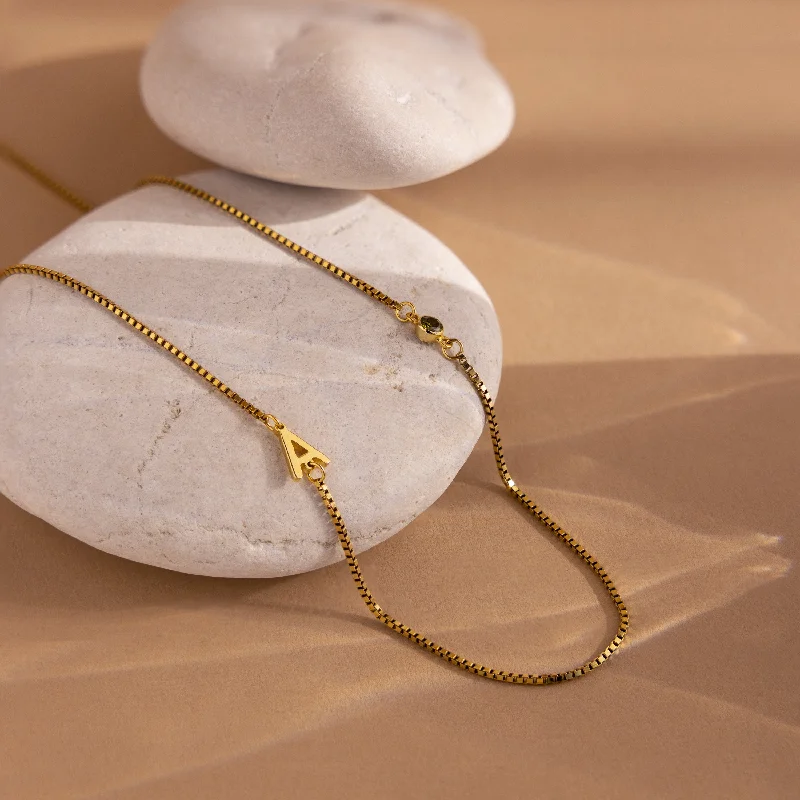 real peridot gemstone ring Birthstone Initial Necklace in Box Chain