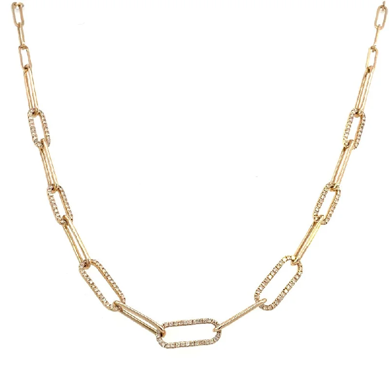 natural garnet gemstone ring 14K Yellow Gold and Diamond Paperclip Necklace