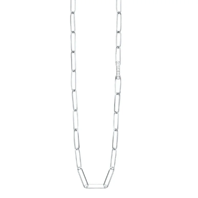 handcrafted beaded hoop earrings Sterling Silver and Diamond Paperclip Chain Necklace