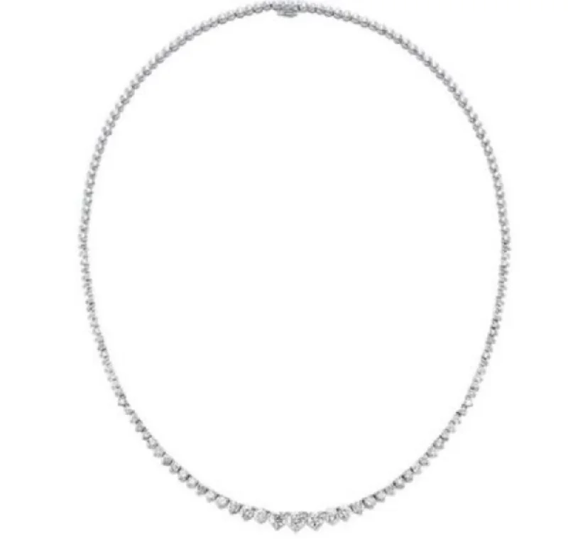 wedding band with diamonds 14K White Gold and Diamond Riviera Necklace