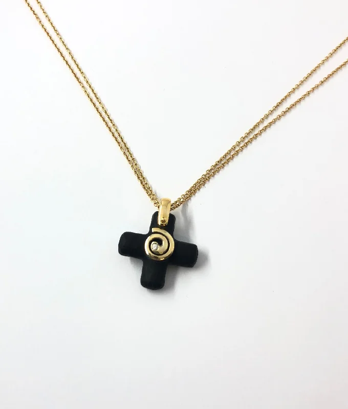 natural amethyst necklace Rún Cross with Diamond Pendant
