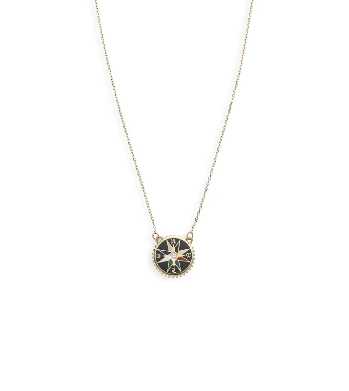 dainty ruby stacking rings Internal Compass : Black Petite Champleve Enamel Stationary Necklace