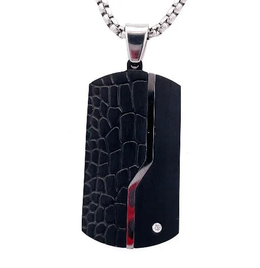 real citrine gemstone pendant Black Dog Tag Style Necklace