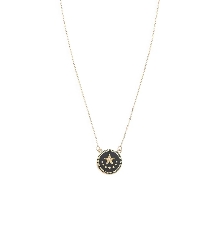modern infinity signet ring Black Star : Petite Champleve Enamel Stationary Necklace