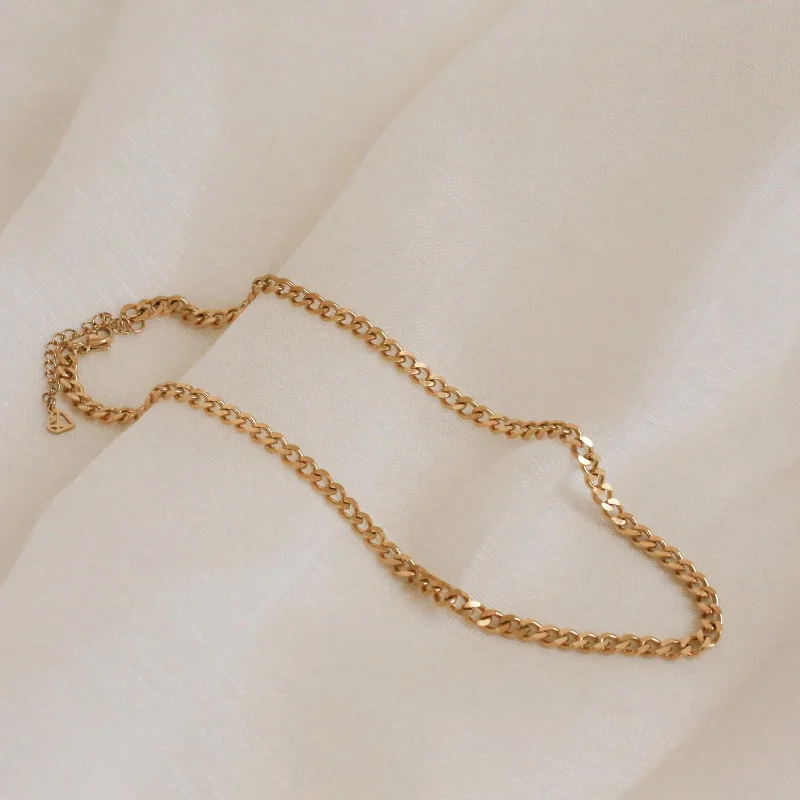 minimalist wedding band set Blake Thick Curb Necklace