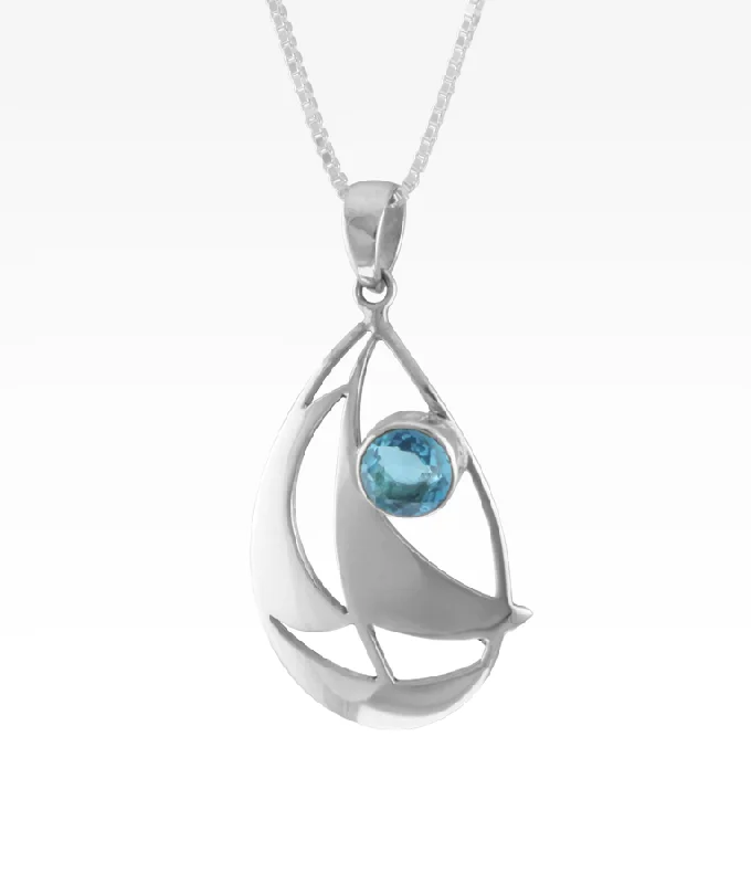 celestial star ring gold Blue Topaz Sailboat Necklace