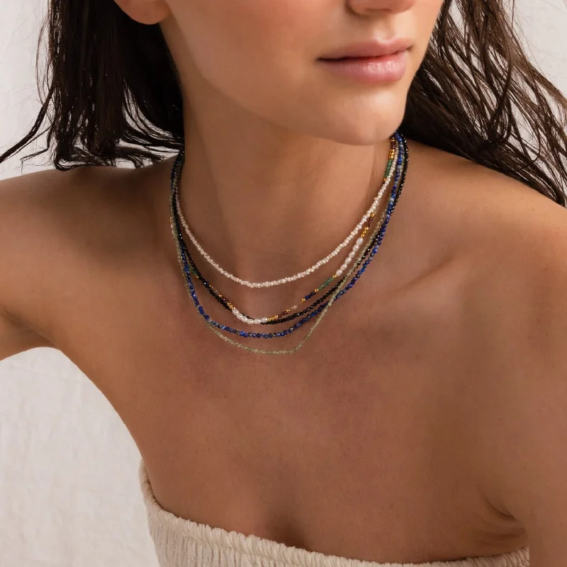 pearl and gold chain earrings Boho Beaded Necklaces