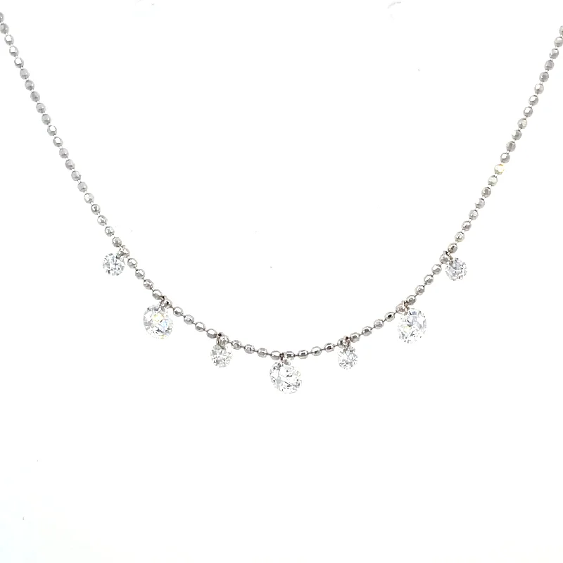 boho pearl charm bracelet 14KW Dashing Diamond Necklace with 7 Diamonds