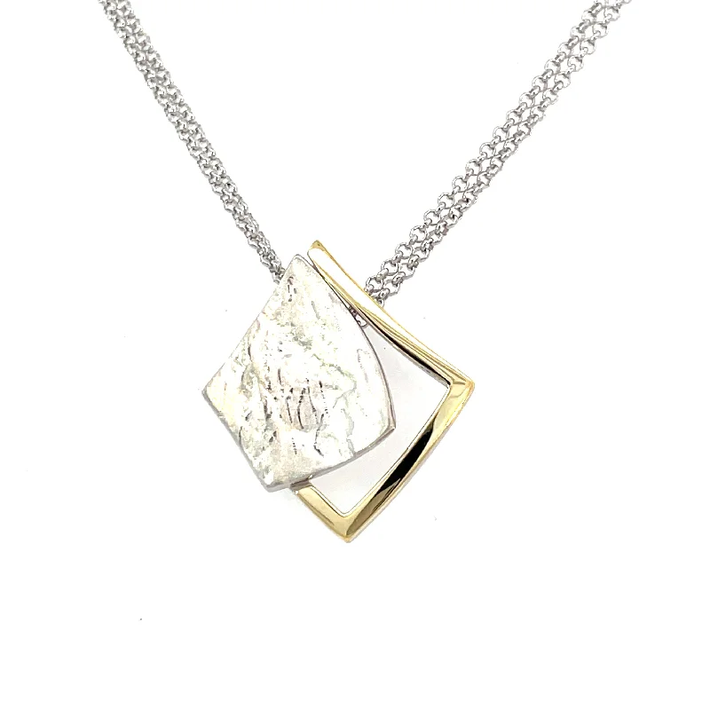 simple crystal earrings Sterling Silver Square Pendant with Gold Vermeil | AvaGray