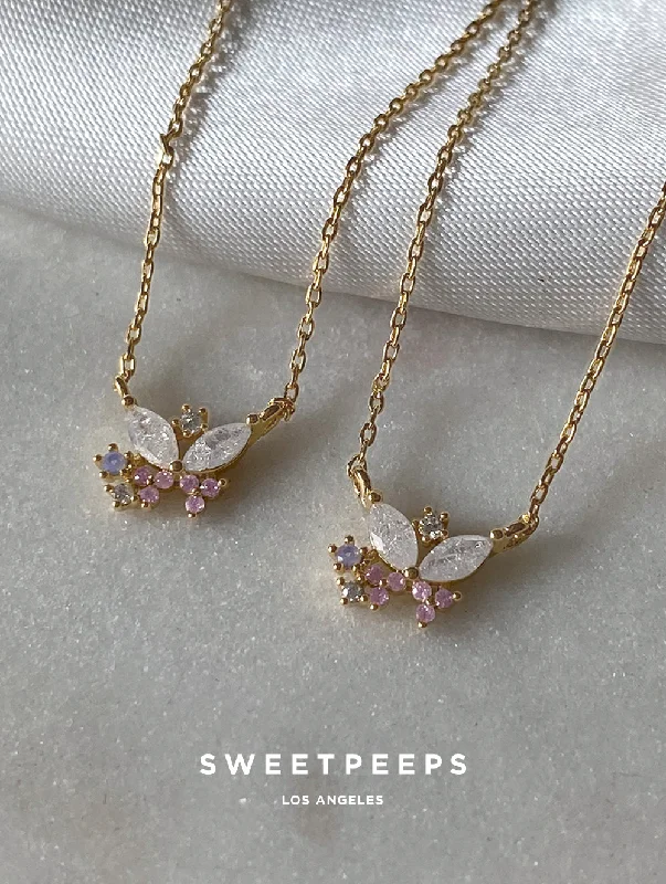 personalized engraved signet ring Buttercup Butterfly Necklace