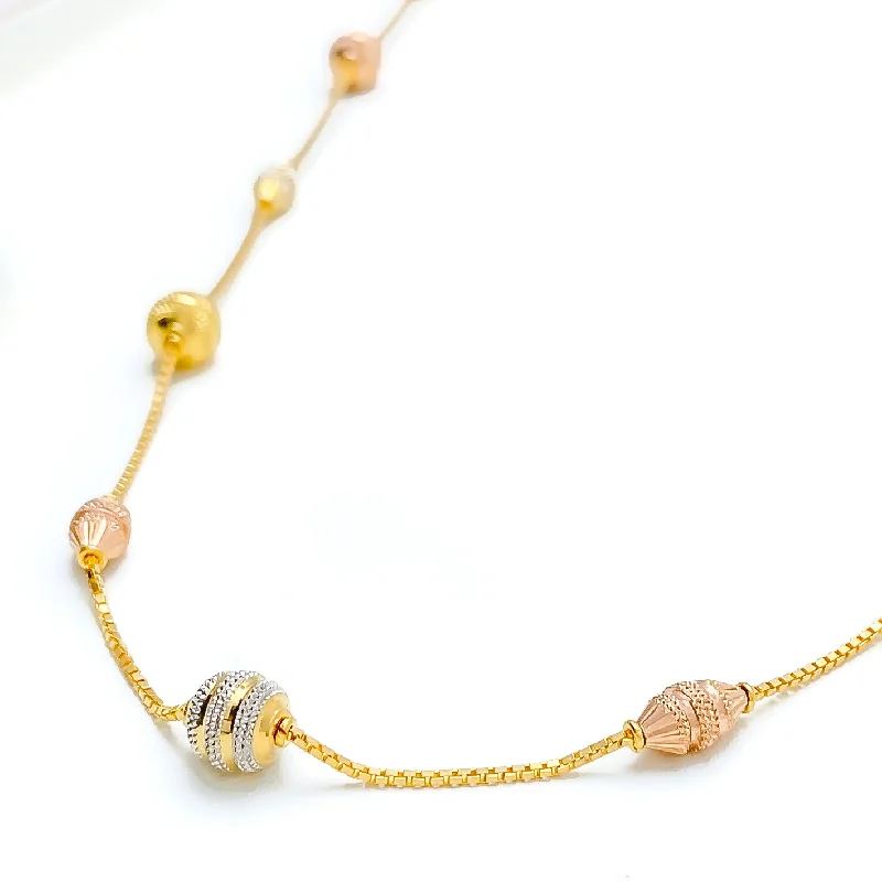 handmade wire-wrapped gemstone ring Captivating Striped 22k Gold Long Beaded Necklace - 30"