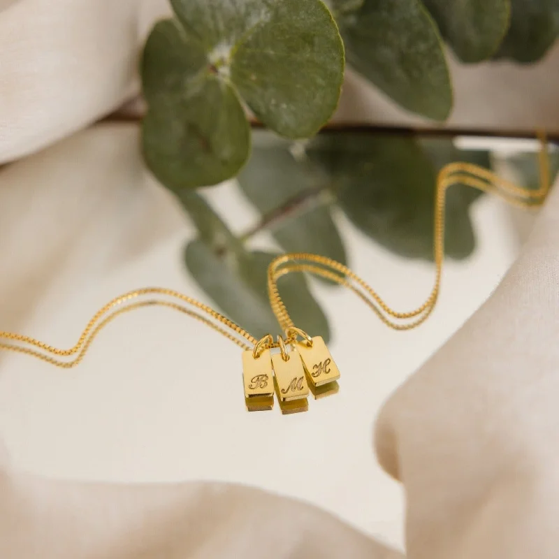 simple sapphire wedding band Carrie Mini Tag Necklace