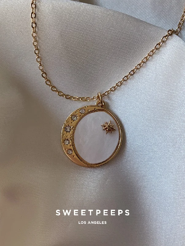 minimalist crystal quartz ring Celeste Pendant Necklace (C41)