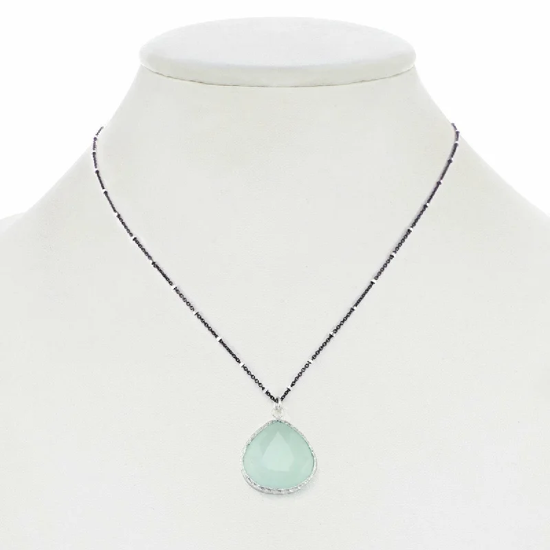 emerald gemstone earrings Aqua Chalcedony Pendant Necklace