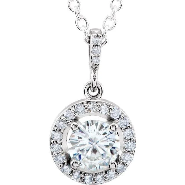 Charles & Colvard Moissanite® Diamond Halo-Style Necklace at Regard Jewelry in Austin, Texas