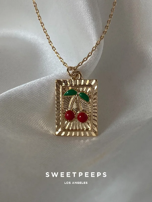 dainty sapphire stacking rings Cherry Pendant Necklace