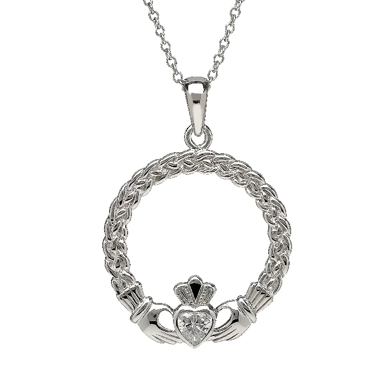 handmade macrame bracelet for men Claddagh with Cubic Zirconia Heart Pendant