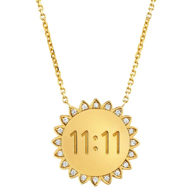 vintage rose gold engagement ring Classic 11:11 Sunshine Necklace with Diamonds | Ready to Ship