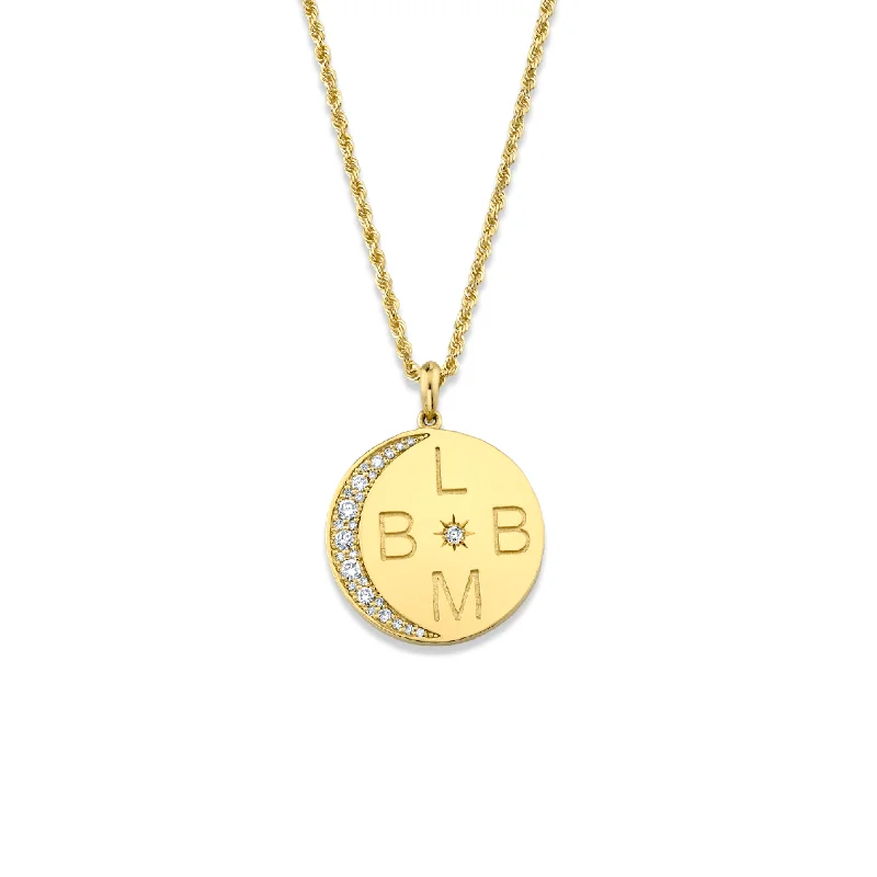 celestial zodiac sign necklace Classic 4 Initial "Love You To The Moon" Necklace with Star Set Diamond