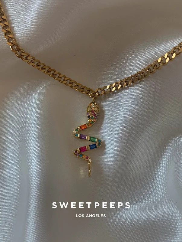 vintage-inspired moonstone necklace Colorful Snake Cuban Choker(CN)