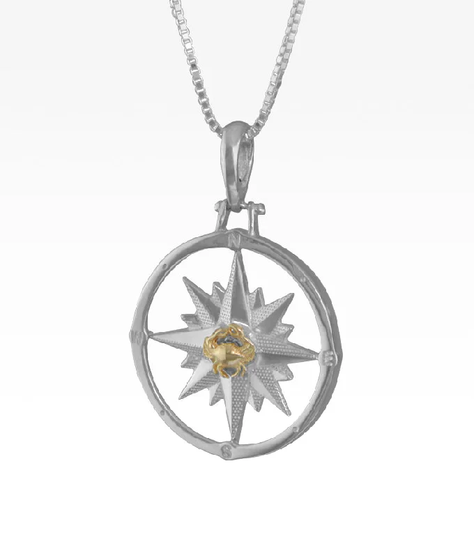 unique wooden bead necklace Compass Rose Crab Necklace