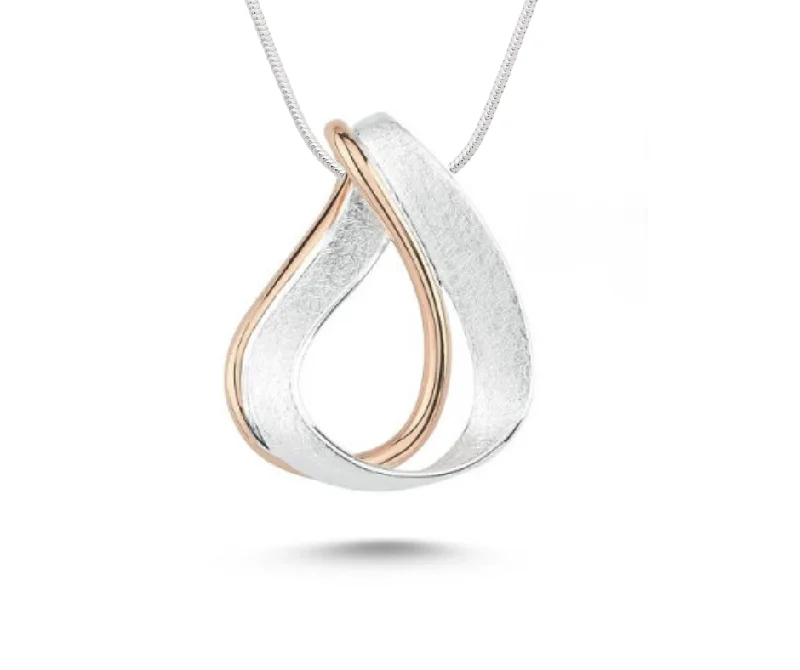 hammered silver wedding band Brushed Rose Tear Pendant