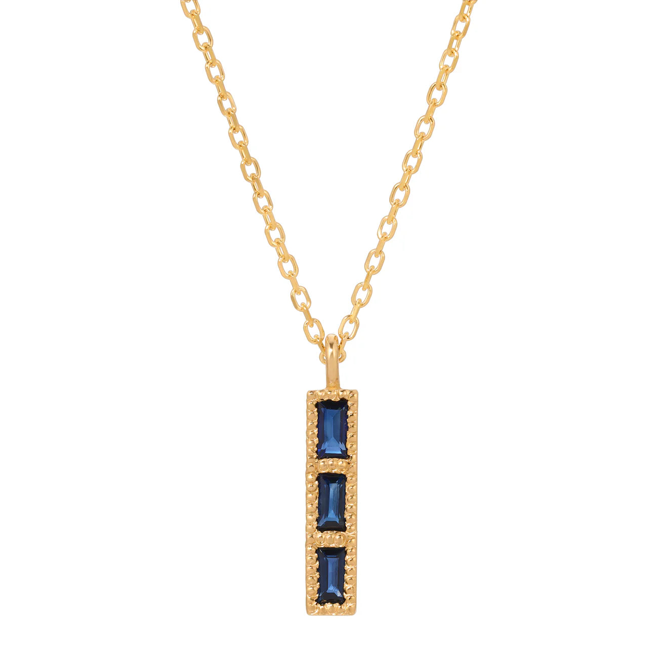 unique gemstone necklace handmade Blue Sapphire Tile Necklace