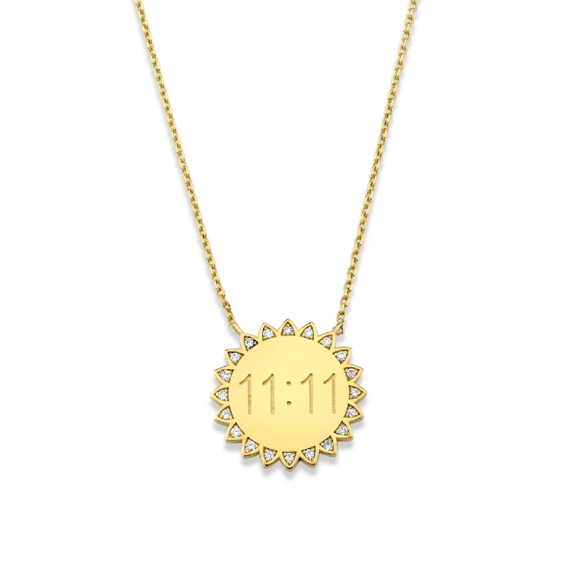 modern geometric earrings gold Medium 11:11 Sunshine Necklace with Diamonds