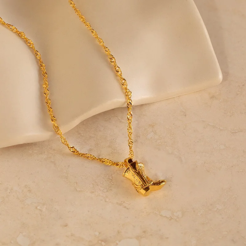 personalized coordinates ring custom Cowboy Boot Necklace
