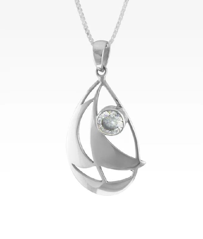 simple gold stacking rings Cubic Zirconia Sailboat Necklace