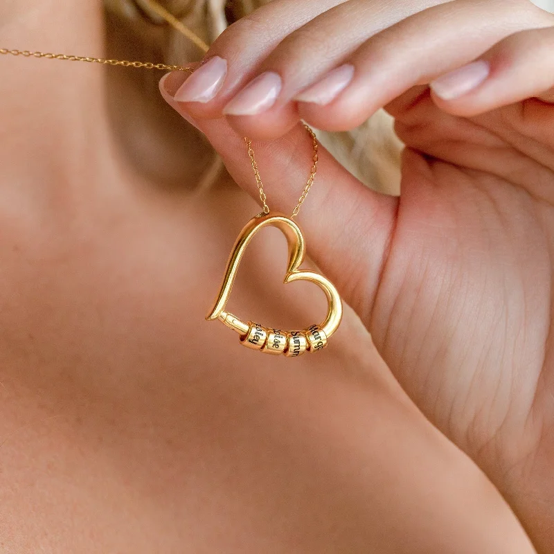 minimalist gold crescent moon necklace Custom Bead Heart Necklace