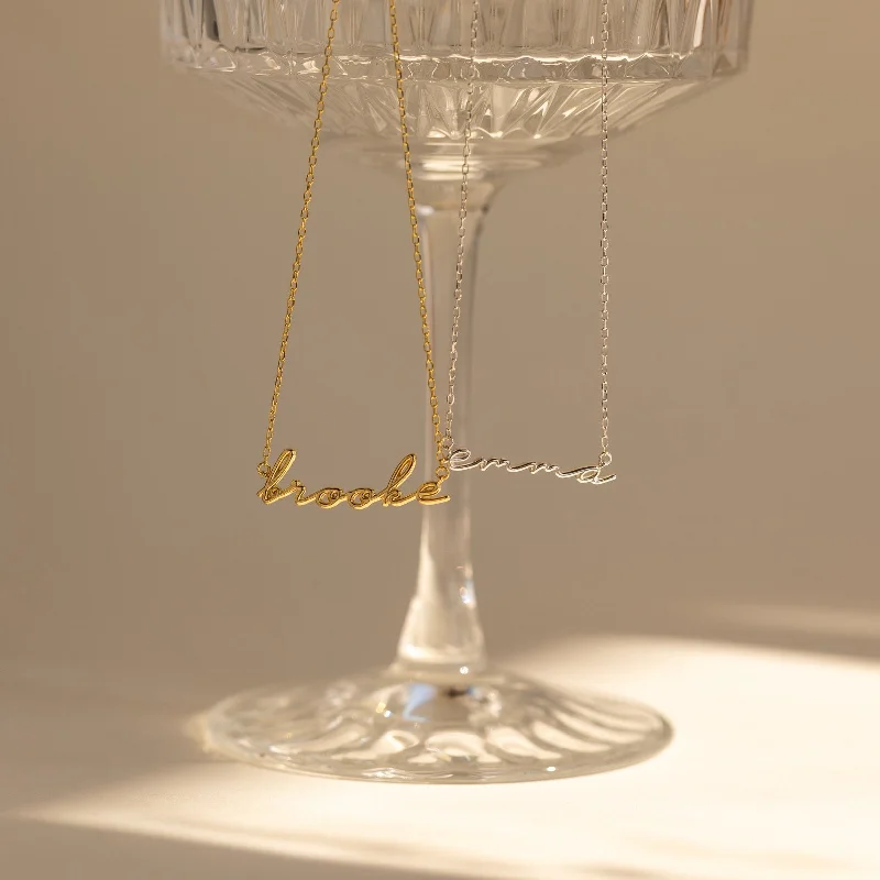boho beaded statement necklace Dainty Bubble Name Necklace